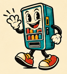 The original Vend2 vending machine mascot